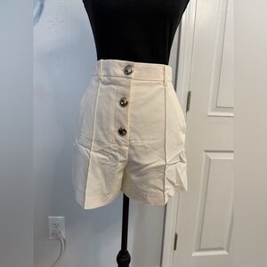 ZARA Join Life White High-Waist Button Front Shorts Size S NWT